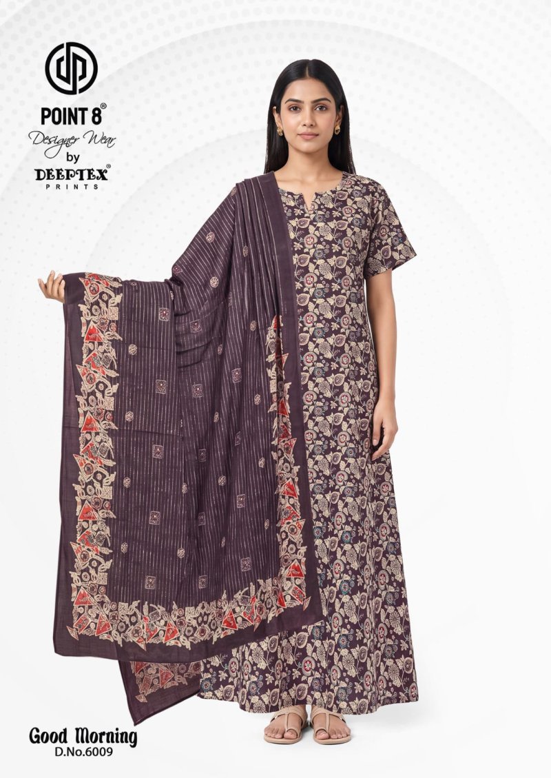 Good Morning Vol 6 By Deeptex Cotton Printed Nighty With Dupatta 